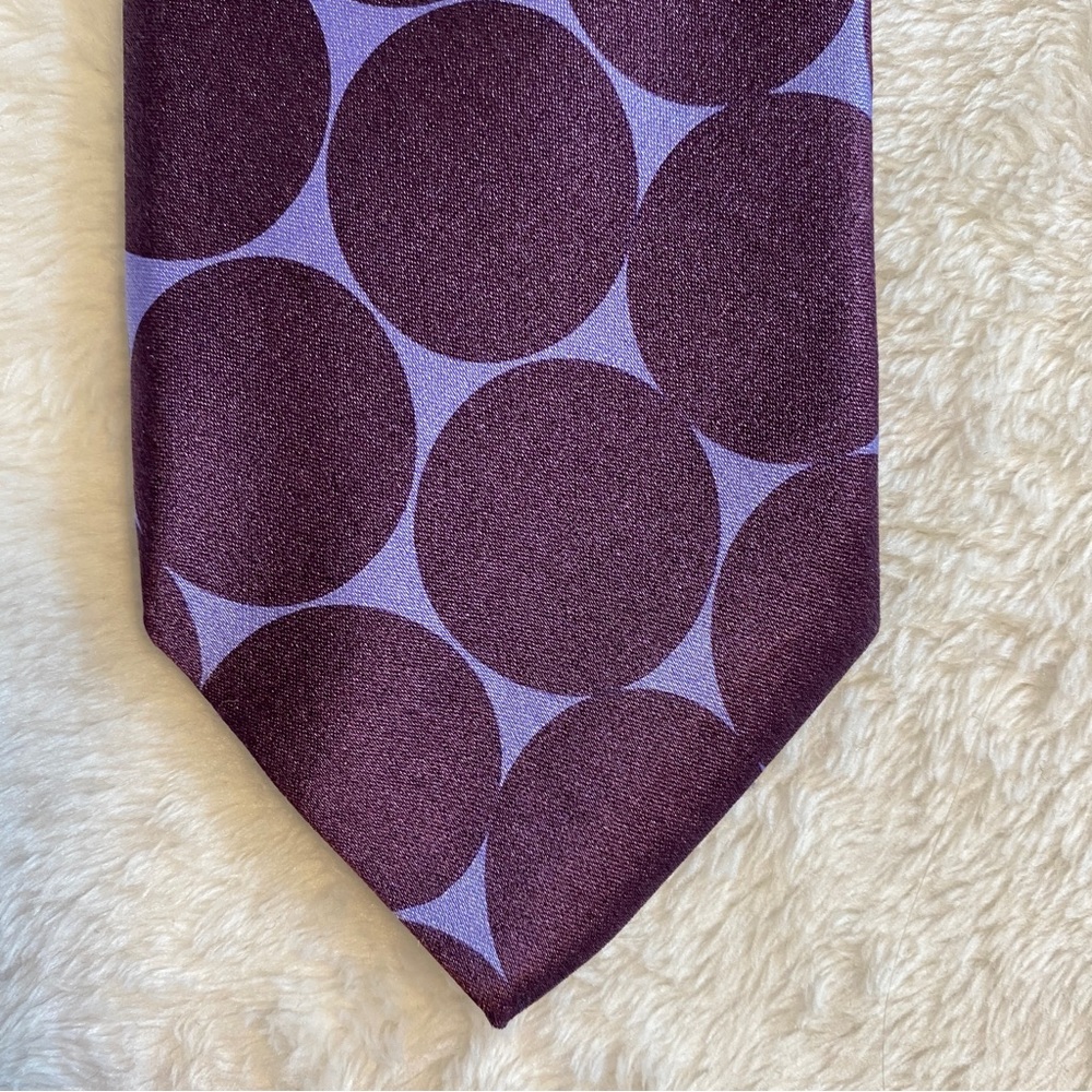 Alteo Milano Purple Circle Pattern Silk Tie - image 2